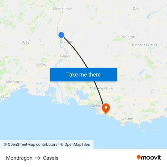 Mondragon to Cassis map