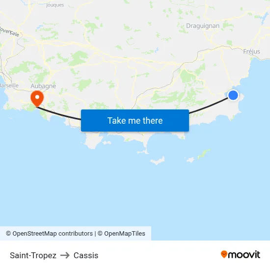 Saint-Tropez to Cassis map