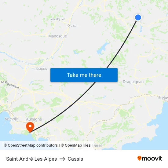 Saint-André-Les-Alpes to Cassis map
