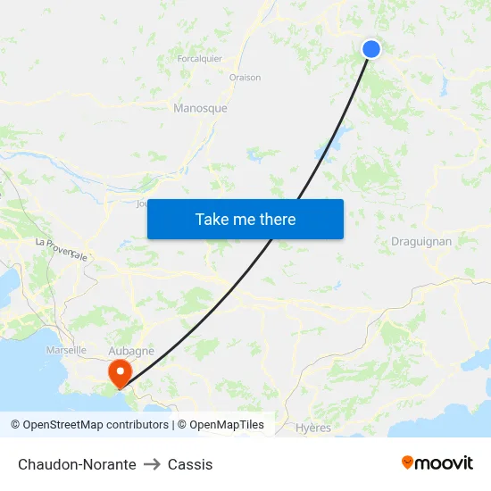 Chaudon-Norante to Cassis map