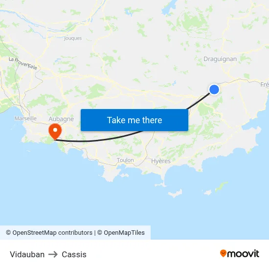 Vidauban to Cassis map