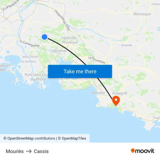 Mouriès to Cassis map
