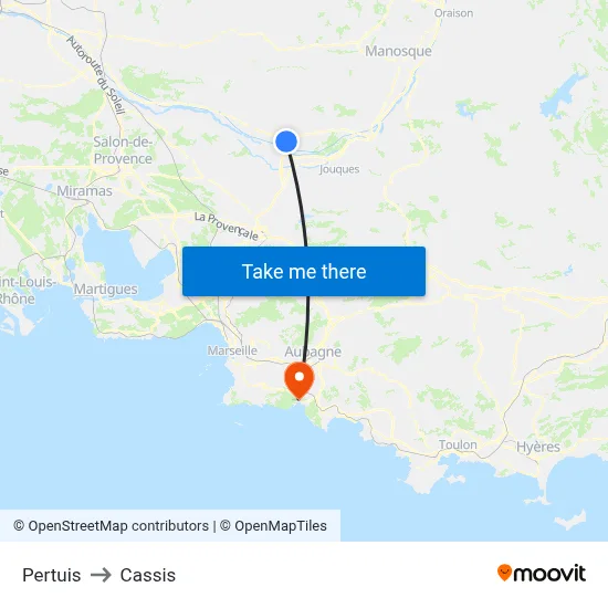 Pertuis to Cassis map