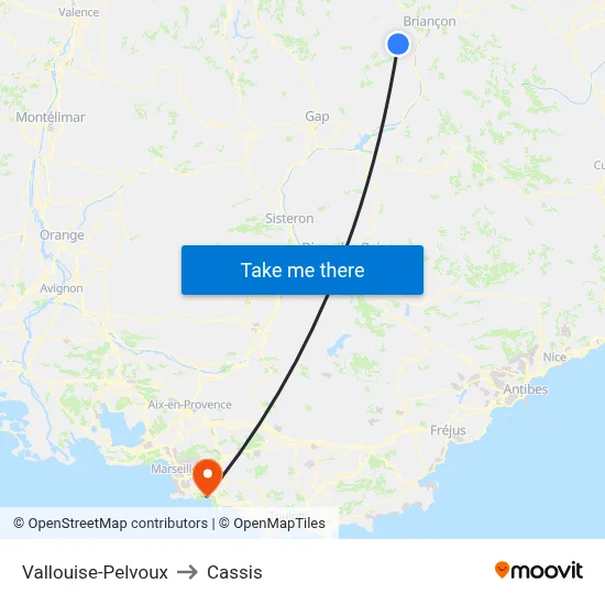 Vallouise-Pelvoux to Cassis map