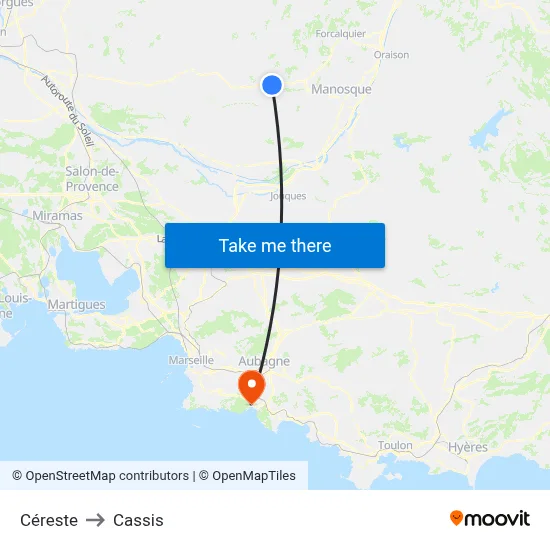 Céreste to Cassis map