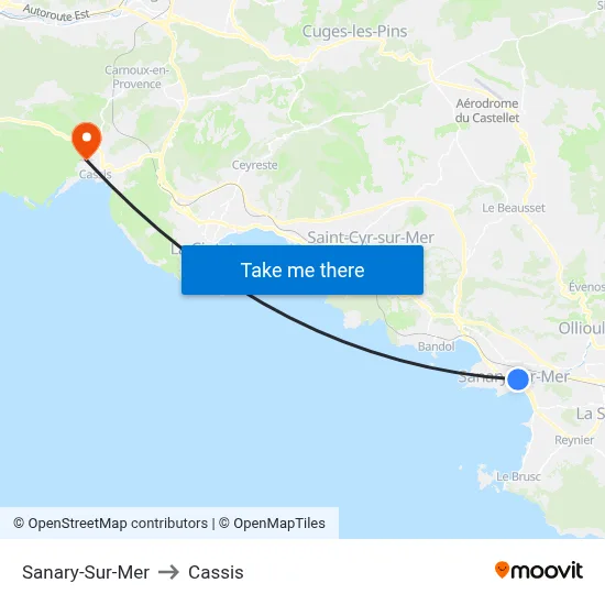 Sanary-Sur-Mer to Cassis map