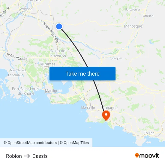 Robion to Cassis map