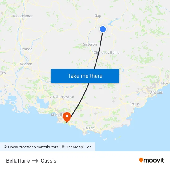 Bellaffaire to Cassis map