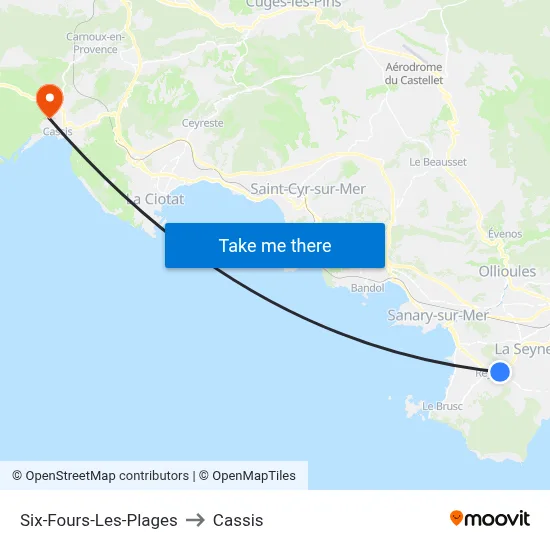Six-Fours-Les-Plages to Cassis map