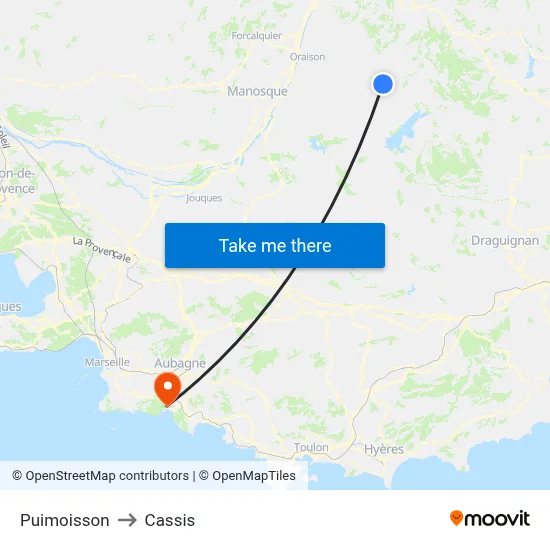Puimoisson to Cassis map