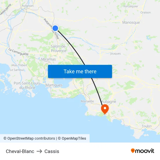 Cheval-Blanc to Cassis map