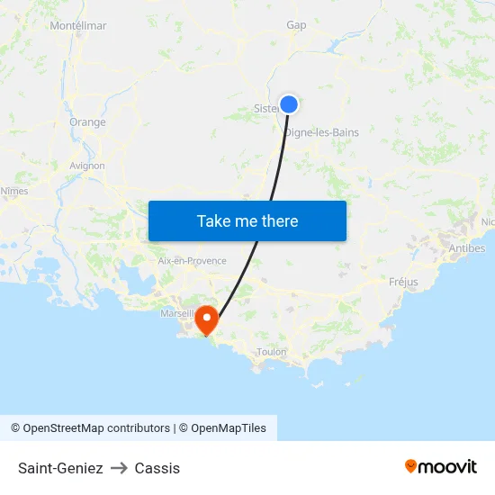 Saint-Geniez to Cassis map