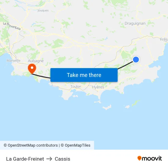 La Garde-Freinet to Cassis map