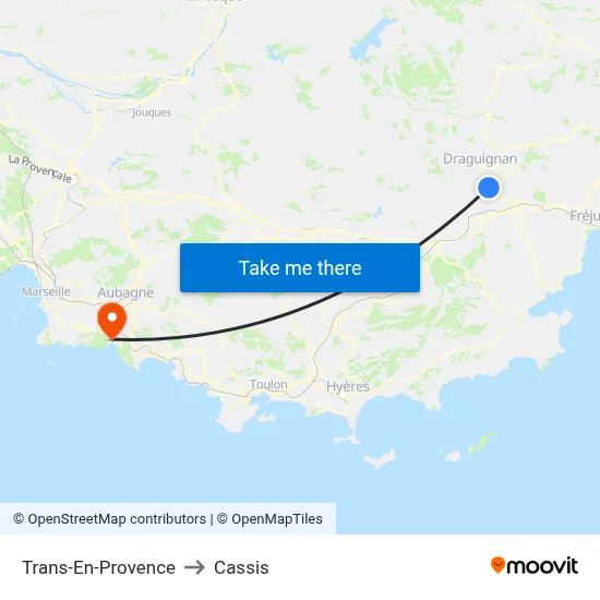 Trans-En-Provence to Cassis map