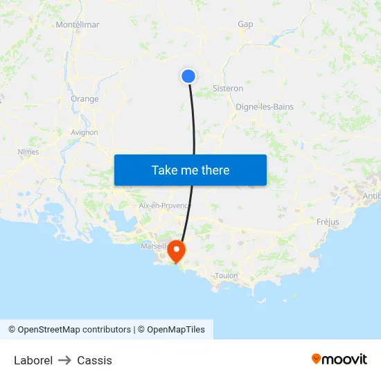 Laborel to Cassis map