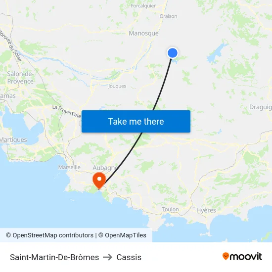 Saint-Martin-De-Brômes to Cassis map