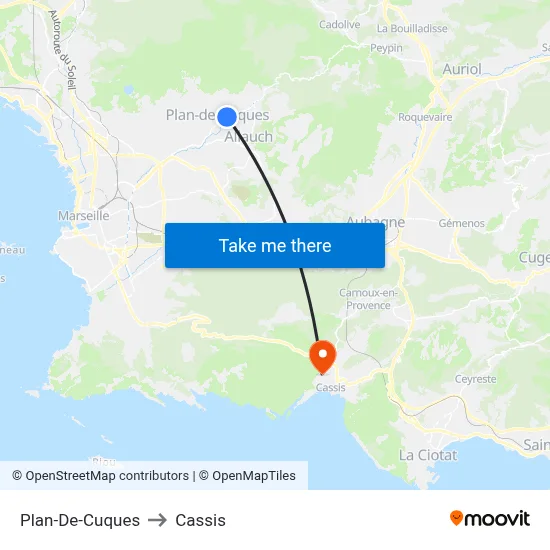 Plan-De-Cuques to Cassis map