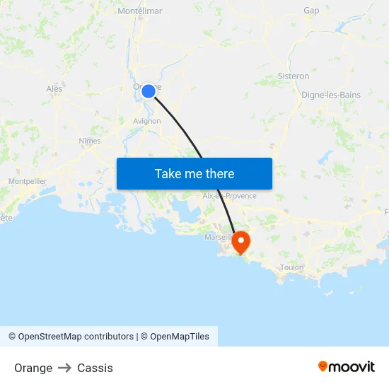 Orange to Cassis map