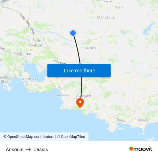 Ansouis to Cassis map