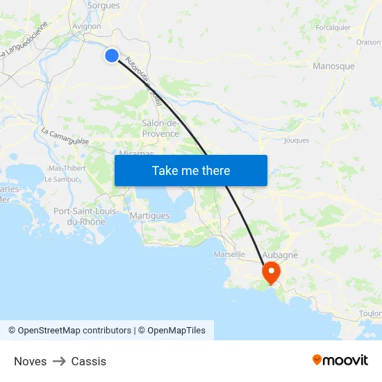 Noves to Cassis map