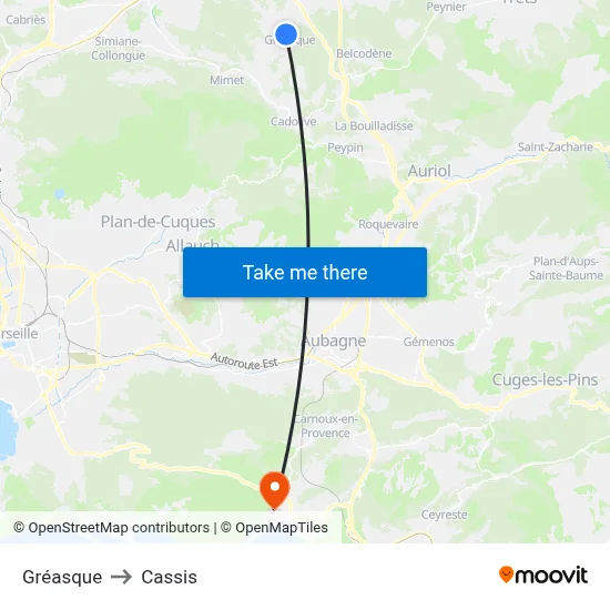 Gréasque to Cassis map