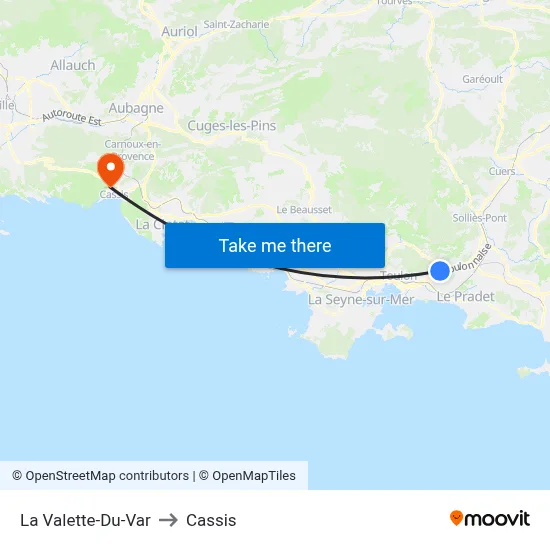 La Valette-Du-Var to Cassis map