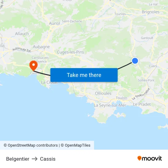 Belgentier to Cassis map