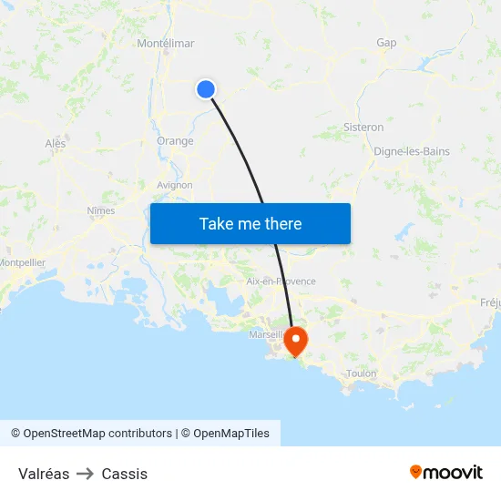 Valréas to Cassis map