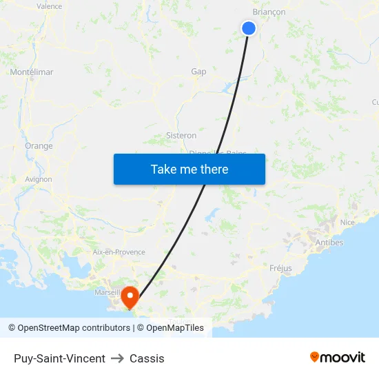 Puy-Saint-Vincent to Cassis map