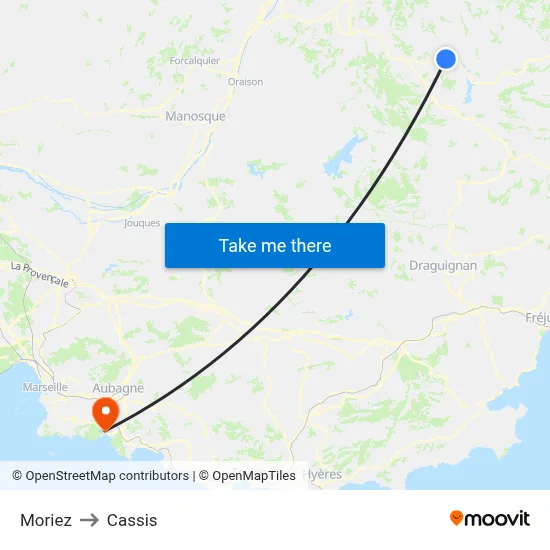 Moriez to Cassis map