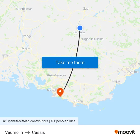 Vaumeilh to Cassis map