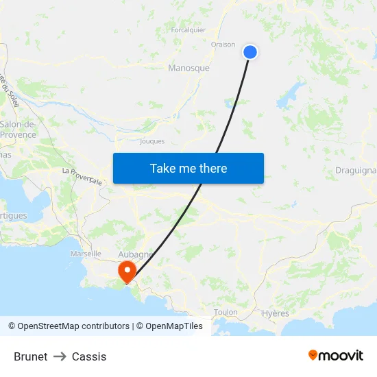 Brunet to Cassis map