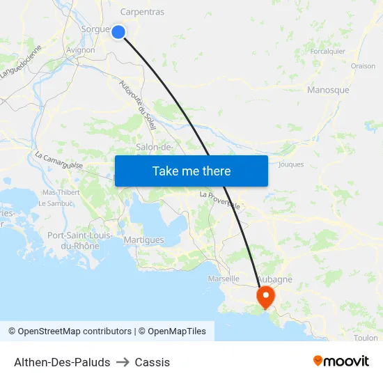 Althen-Des-Paluds to Cassis map