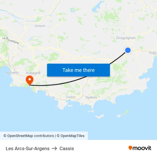 Les Arcs-Sur-Argens to Cassis map
