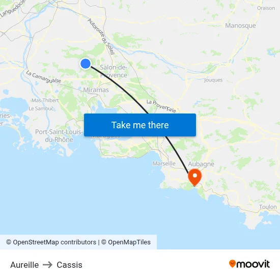 Aureille to Cassis map