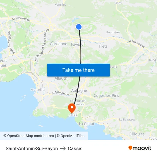 Saint-Antonin-Sur-Bayon to Cassis map