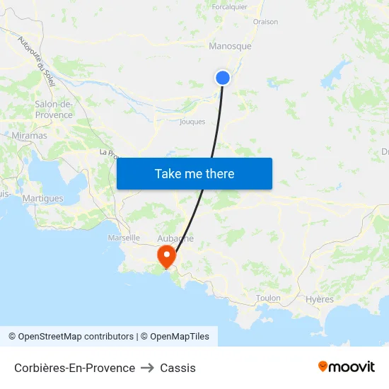 Corbières-En-Provence to Cassis map