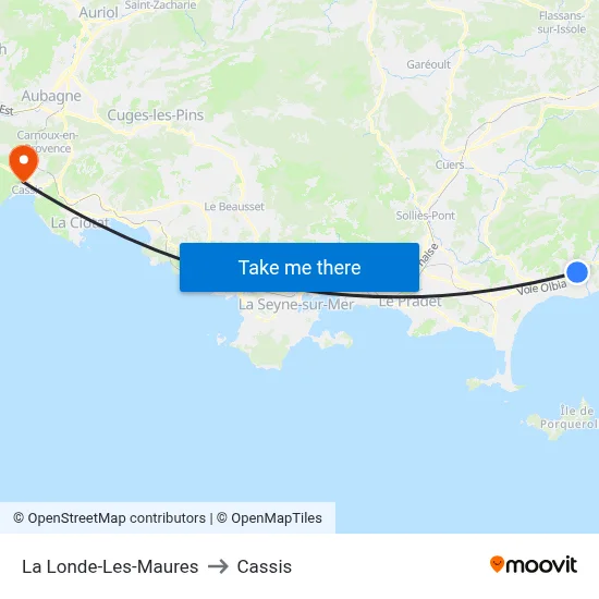 La Londe-Les-Maures to Cassis map