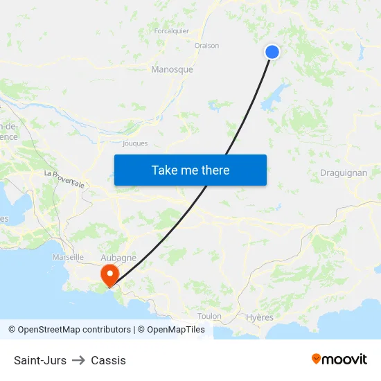 Saint-Jurs to Cassis map