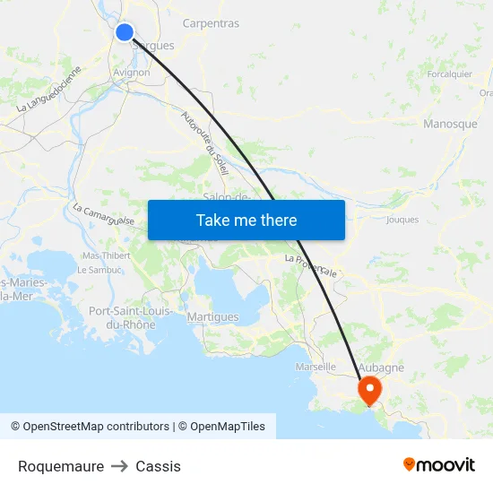 Roquemaure to Cassis map