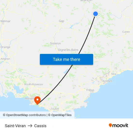 Saint-Véran to Cassis map