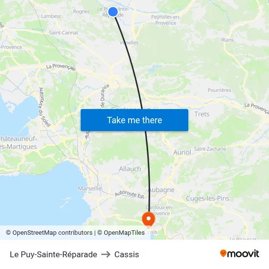 Le Puy-Sainte-Réparade to Cassis map