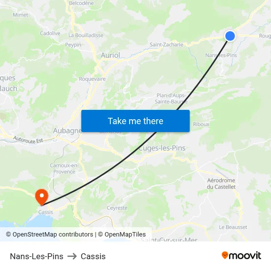 Nans-Les-Pins to Cassis map