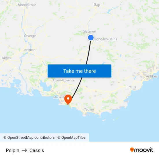 Peipin to Cassis map