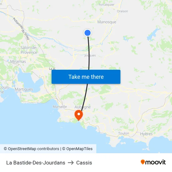 La Bastide-Des-Jourdans to Cassis map