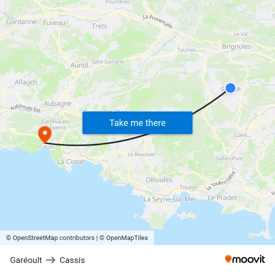 Garéoult to Cassis map