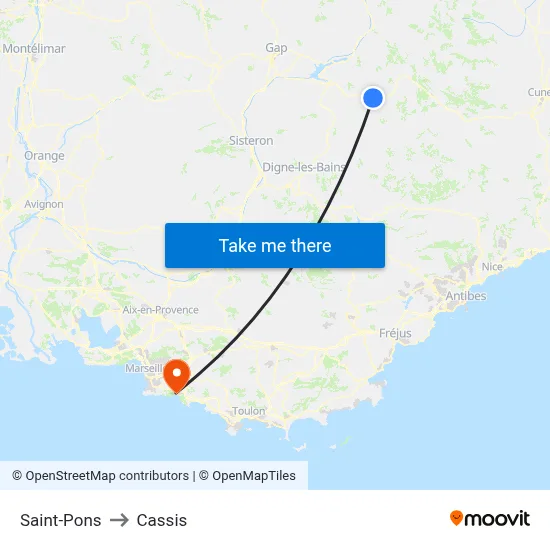 Saint-Pons to Cassis map