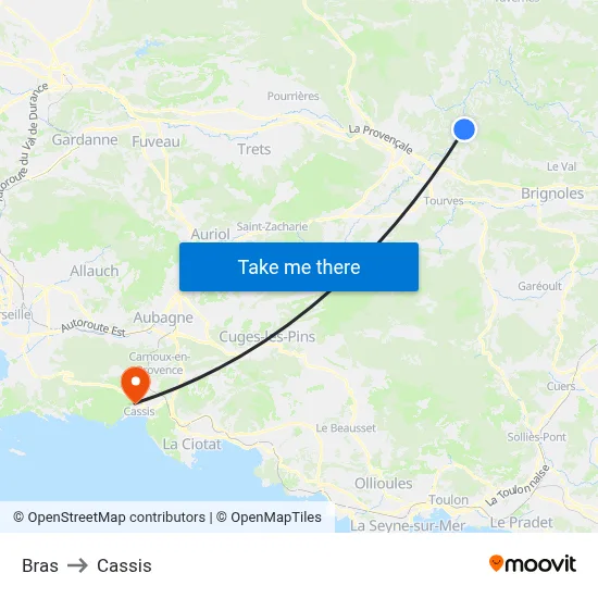 Bras to Cassis map