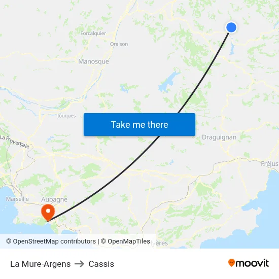 La Mure-Argens to Cassis map