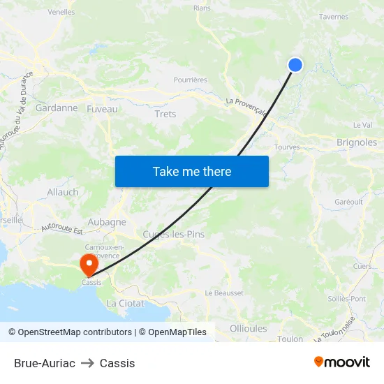 Brue-Auriac to Cassis map